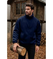 Ghassy Co. Erkek Pro Termal İç Dış Sherpa Sonbahar Kış Tam Fermuarlı Peluş Sweatshirt (Lacivert)