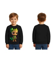 Unisex Groot Baskılı Çocuk Swaetshirt 3 İplik Şardonlu (Siyah)