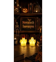 Balkabaklı & Baltalı Hayalet Pilli Led Mum ile Kullanım Dekoratif Biblo Halloween Dekoru Ev Dekorasyonu