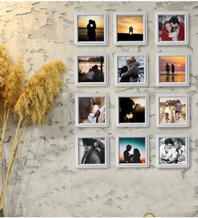 Kişiye Özel 12 Adet 8,5x8.5 Sök Tak Fotoğraflı Çerçeve (Beyaz)