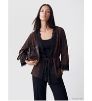 LCW STUDIO Kahverengi Dantel Detaylı Modal Karışımlı Kadın Kimono