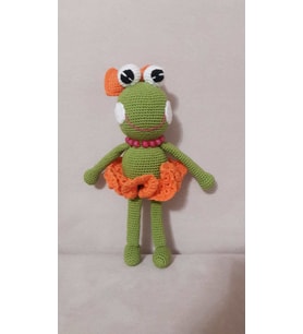 Sevimli Kurbağa Amigurumi Organik Oyuncak