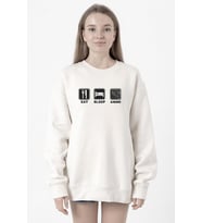 Eat Sleep Anime Beyaz Kadın 2ip Sweatshirt
