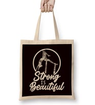 Strong Is Beautiful Aerialist Aerial Silk Acrobatics Dancer Bez Çanta Uzun Saplı