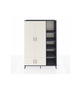 Hyperion Dolap 6 Raflı 4 Kapaklı Tek Askılı 132x44x195 Antrasit-Aytaşı/Antrasit