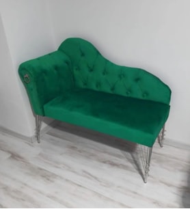 Metalda Josefin Bench Koltuk Berjer Gümüş Seri 130 Cm (Yeşil)