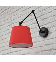 RİOLİGHT RETRO,RUSTİK KIRMIZI HAREKETLİ KUMAŞ BAŞLIK SİYAH ÜÇ MAFSALLI METAL GÖVDE AKROBAT APLİK (Siyah-Kırmızı)