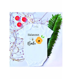 Unisex Bebek Baskılı Halasının Balı Pamuklu Çıtçıtlı Body