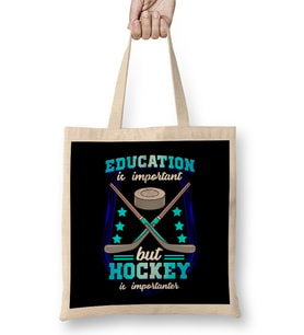 Education Is Important But Hockey Is Importanter Bez Çanta Uzun Saplı