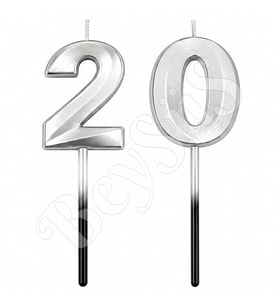 20 Rakam Mum Gümüş
