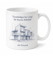 Mimarlık Ofisi İçin Özel Tasarım Baskılı Kupa Bardak Mimar Hediye