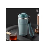 Tkk 630Ml Pipetli/Pipetsiz Kullanım Askılı Paslanmaz Çelik Mug (Blue)