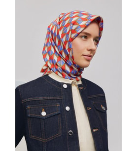 Armine Tivil İpek Eşarp 9309 - 01 Kırmızı Karışık Desen