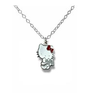 Klasik Hello Kitty Figürlü Kolye – 60 cm Zincirli Sevimli Sanrio Takı (Gümüş)