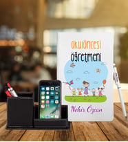 Okul Öncesi Öğretmenlerine Özel Defter Kalem & Deri Kaplama Kalemlik Hediye Seti
