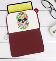 BK Gift Kurukafa Tasarımlı Taşınabilir Koruyucu Tablet Kılıfı & Organizer Çanta - Bordo-10