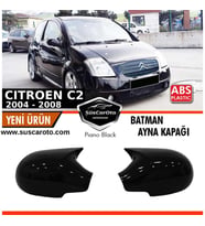 Citroen C2 2004-2008 Uyumlu Batman Yarasa Ayna Kapağı Piano Black ABS Plastik