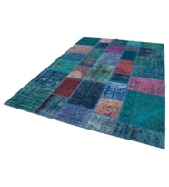 Mavi Halı El Dokuma Salon Halısı Vintage Patchwork Stil Koridor Yatak Odası Bohem Şıklık