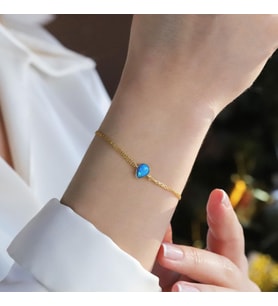 Opal Damla Modeli Gold Kaplama Gümüş Bileklik