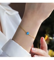 Opal Damla Modeli Gold Kaplama Gümüş Bileklik
