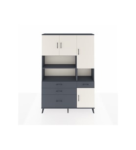 Arges Dolap 9 Raflı 4 Çekmeceli 4 Kapaklı 132x30x195 Antrasit-Aytaşı/Antrasit