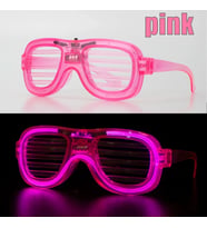 Pembe Led Işıklı Parti Gözlüğü - Neon Glow Şerit Gözlük 3 Modlu (5047)