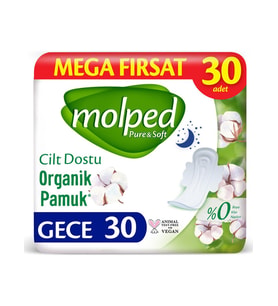 Molped Pure & Soft Mega Paket Gece Hijyenik Ped 30'lu - Standart