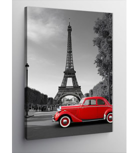 Kanvas Tablo Eiffel Ve Klasik Araba