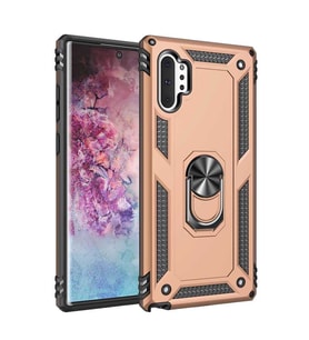 Samsung Galaxy Note 10 Plus Kılıf Metal For Car Yüzüklü Standlı Military Ring Serisi (Altın)