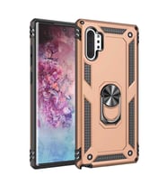 Samsung Galaxy Note 10 Plus Kılıf Metal For Car Yüzüklü Standlı Military Ring Serisi (Altın)
