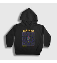 Presmono Unisex Çocuk Siyah Map Pac Man Pacman Kapüşonlu Sweatshirt 312077tt
