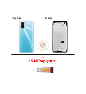 Oppo A72 Mavi Uyumlu Lensli Orta Kasa + B7000 Yapıştırıcı Full Kasa Kapak Gövde Housing