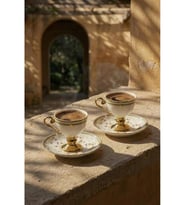 Acar Gold Desenli Porselen Kahve Seti 2'li