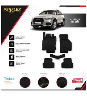 Audı Q3 2015+ 3D Havuzlu Paspas (Siyah - Beyaz)