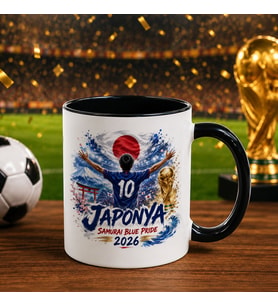 BK Gift Japonya Taraftar Temalı 2026 Dünya Kupası Tasarımlı Siyah Kupa Bardak