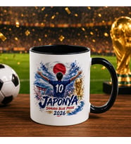 BK Gift Japonya Taraftar Temalı 2026 Dünya Kupası Tasarımlı Siyah Kupa Bardak