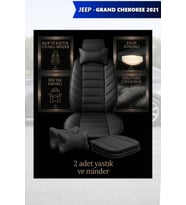 jeep grand cherokee 2021 Koltuk ve Kılıf uyumlu Lüks Siyah Minder Yastık 2 Minder 2 Yastık
