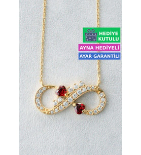 Jewelmim Gümüş Sonsuzluk Kolye Sarı Altın Kaplama Sonsuzluk İşareti 925 Ayar Kadın Gümüş Sonsuzluk Kolyesi (Sarı)
