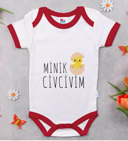 BK Kids Minik Civcivim Tasarımlı Kırmızı Bebek Body Zıbın-1