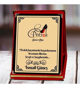 Patron Baskılı Plaket (1. Tasarım)  Kişiye Özel (Kırmızı)