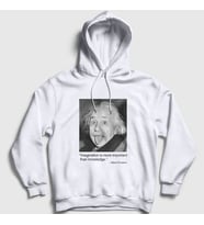 Presmono Unisex Beyaz Imagination Scientist Albert Einstein Kapüşonlu Sweatshirt 335050tt