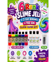 Slaym Yapım Seti (6 Adet Slime Jeli + 3 Adet Sıvı Boraks + 1 Adet Toz Sim)
