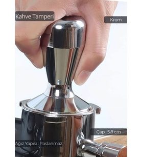 Tamper Krom Kaplama Kahve Tamperi 58 mm