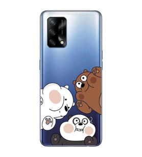 Oppo A74 Uyumlu Kafadar Ayılar Desenli Şeffaf Telefon Kılıfı