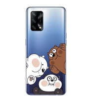 Oppo A74 Uyumlu Kafadar Ayılar Desenli Şeffaf Telefon Kılıfı