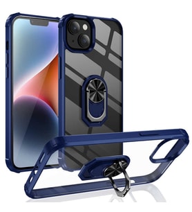 iPhone 14 Kılıf Mola Kenar Köşe ve Yüzük Kısımları Renkli Kılıf (Lacivert)