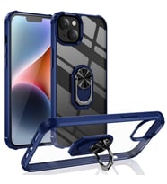 iPhone 14 Kılıf Mola Kenar Köşe ve Yüzük Kısımları Renkli Kılıf (Lacivert)