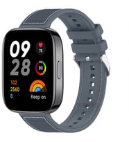 Sneezy Xiaomi Redmi Watch 3 Active İle Uyumlu Dikiş Desenli Dokuma Silikon Kordon (Gri)