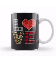 Love Leopard Buffalo Plaid Family Aniversary Matching Kupa Bardak Porselen