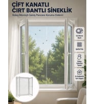 Çift Kanatlı Cırt Bantlı Pencere Sinekliği Kolay Montajlı Beyaz File
